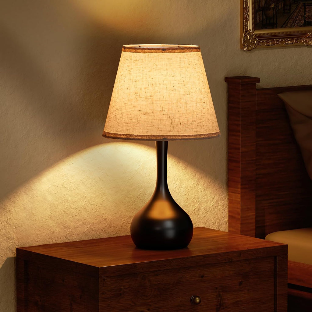 ONEWISH Touch Bedside Lamp for Bedroom, 3-Way Dimmable Farmhouse Table Lamps for Nightstand with Fabric Shade, Desk Lamp for Kids…