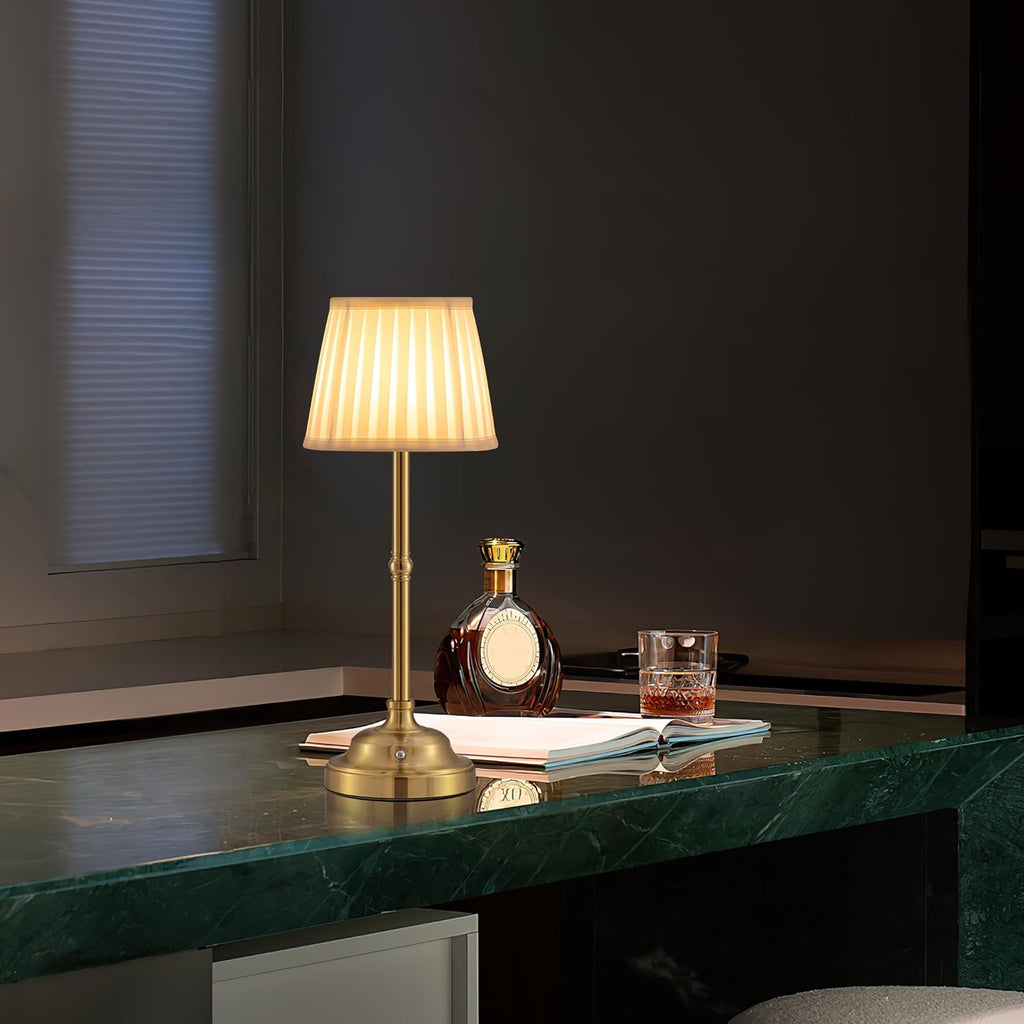KDG Portables Cordless Table Lamp, Fabric Shade Desk Lamp, 4000mAh Rechargeable Battery Powered Lighting, Dimmable Light for Dining Room…