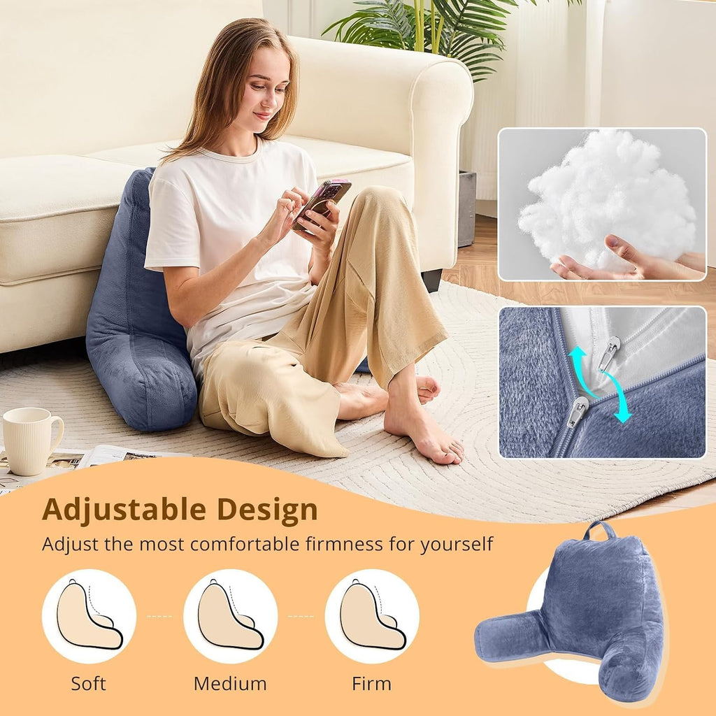 Sasttie Reading Pillow, Velvet Back Pillow for Bed Sitting Up, Adult Back-Rest Support Cushion with Arms for Sit Up on Couch, Sofa, and…