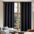 Simplebrand Ava Black Blackout Curtains for Patio 108 Inches Long 2 Panels Set, Solid Thermal Insulated Room Darkening Rod Pocket Window Tr…