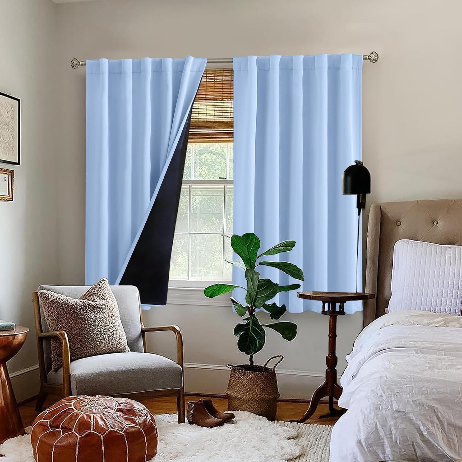 BGment 100% Blackout Curtains 40 Inch Length for Cafe, Kitchen Curtains Rod Pocket Back Tab Double Layer Thermal Insulated Room Darkening…