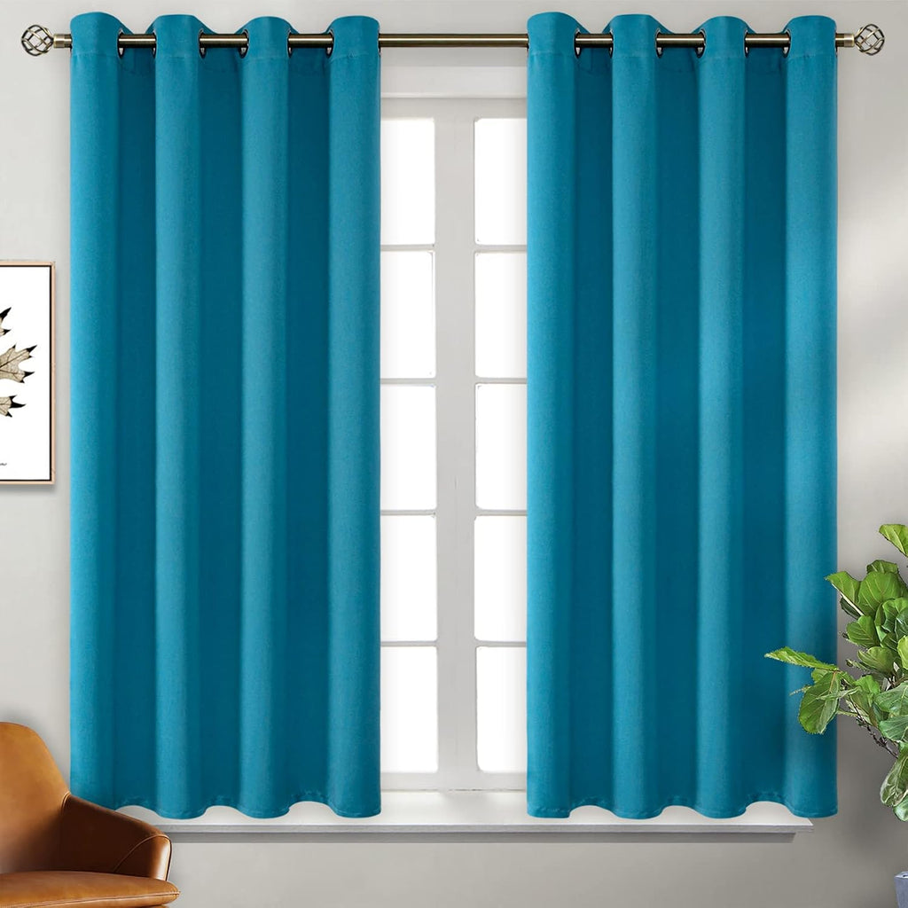 BGment Blackout Curtains - Grommet Thermal Insulated Room Darkening Bedroom and Living Room Curtains, Set of 2 Panels (52 x 45 Inch, Peacoc…