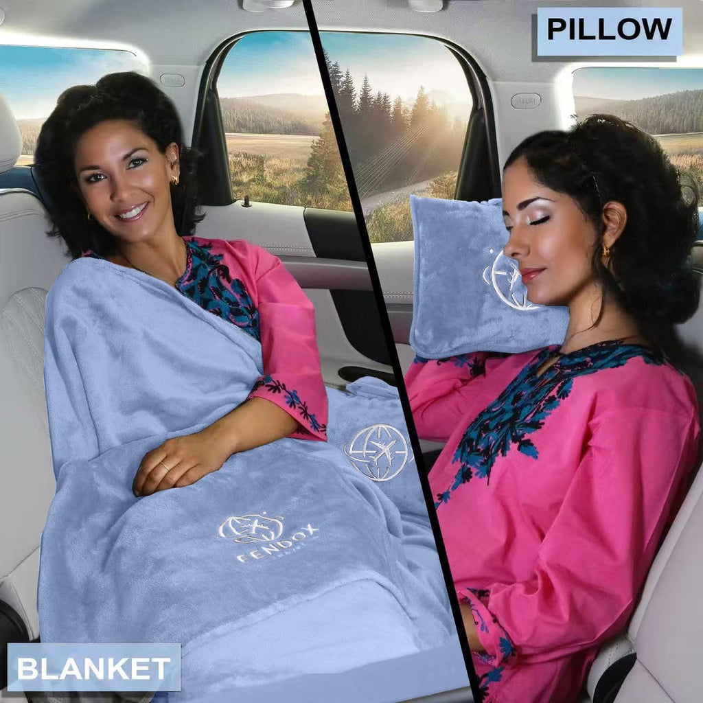 2-in-1 Travel Blanket and Pillow – Lightweight, Compact, Ultra Soft, Machine Washable – Handle, Luggage Sleeve, Backpack Clip – for…