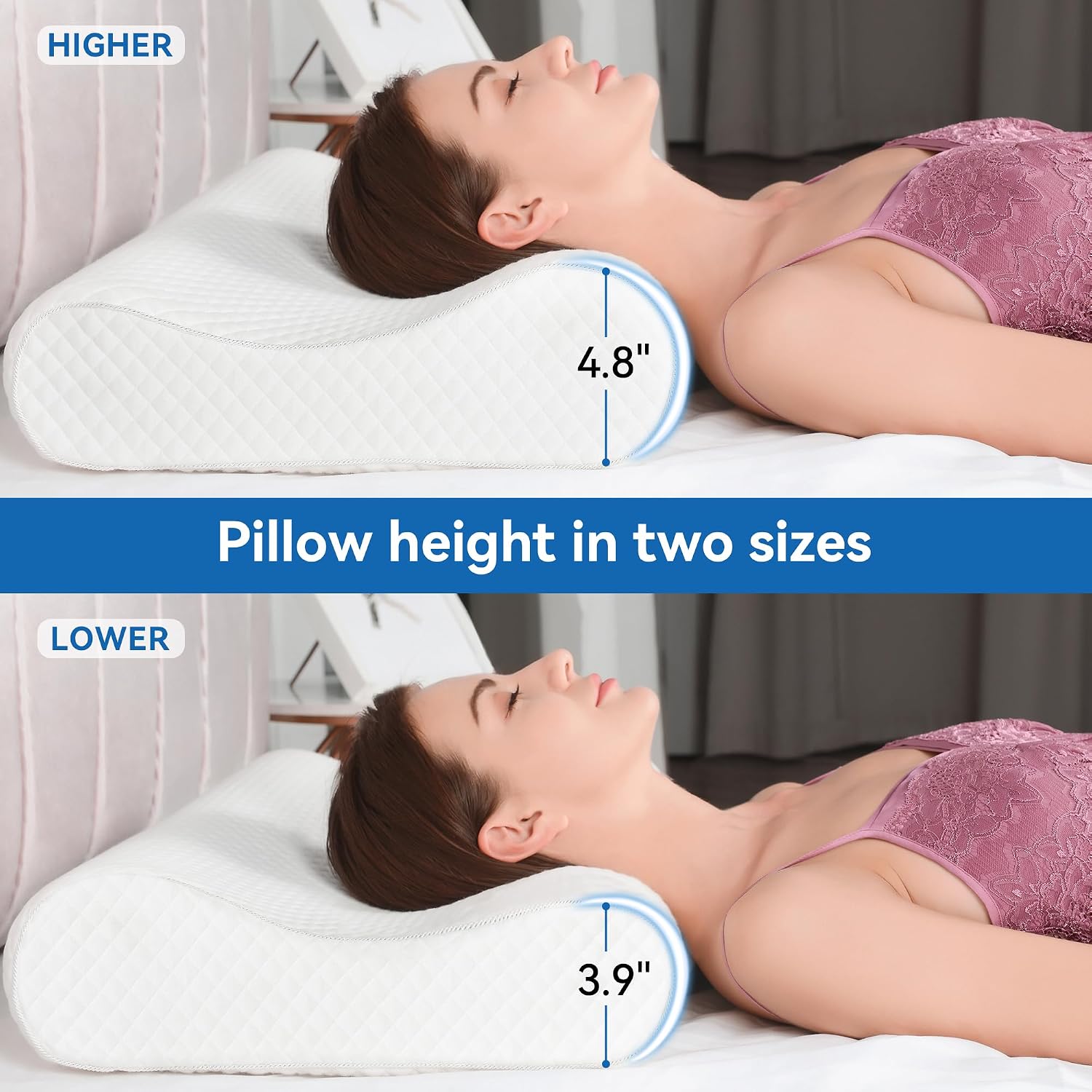 Amaeromax AM AEROMAX 26" Queen Size Contour Memory Foam Pillow, Cervical Pillow for Neck, Neck Orthopedic Sleeping Pillows for Side, Back…