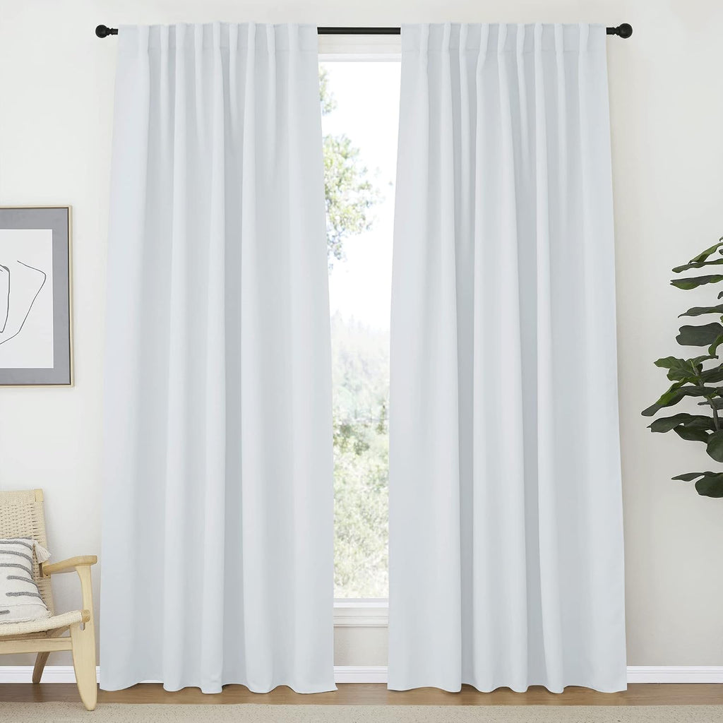 Nicetown Living Room Darkening Curtain Drapes - (Cloud Grey Color) W70 x L84, Set of 2, Room Darkening Window Treatment Drapery Panels Grey