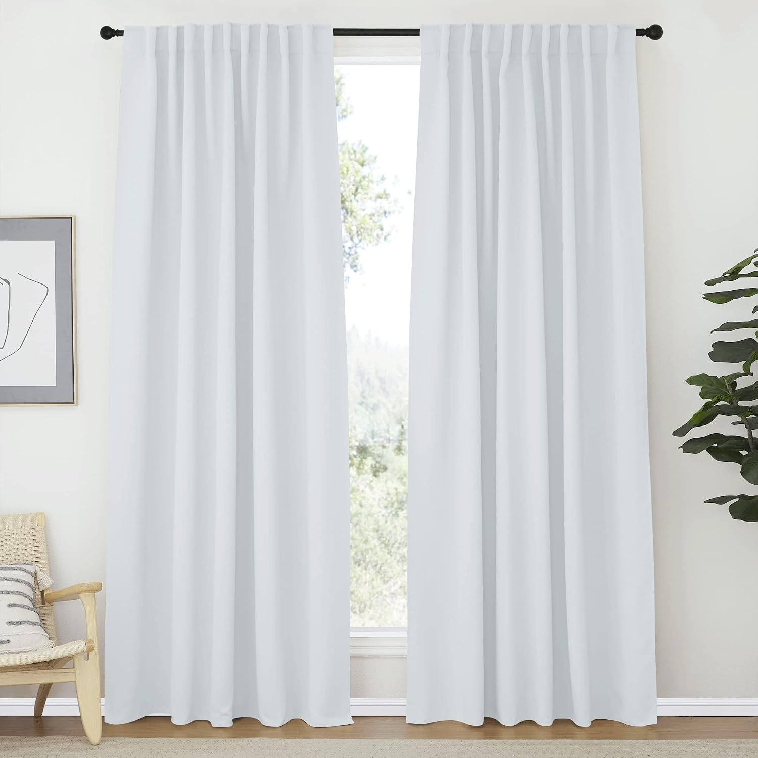 Nicetown Living Room Darkening Curtain Drapes - (Cloud Grey Color) W70 x L84, Set of 2, Room Darkening Window Treatment Drapery Panels Grey