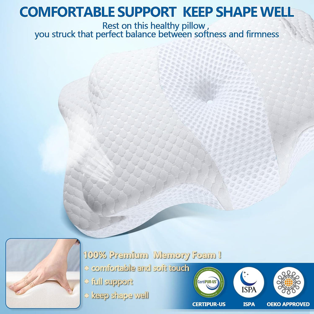 CHxxy Memory Foam Pillows, Cervical Pillow for Neck and Shoulder, Ergonomic Contour Bed Pillow, Soft for Side Sleep Stomach Sleeping and B…