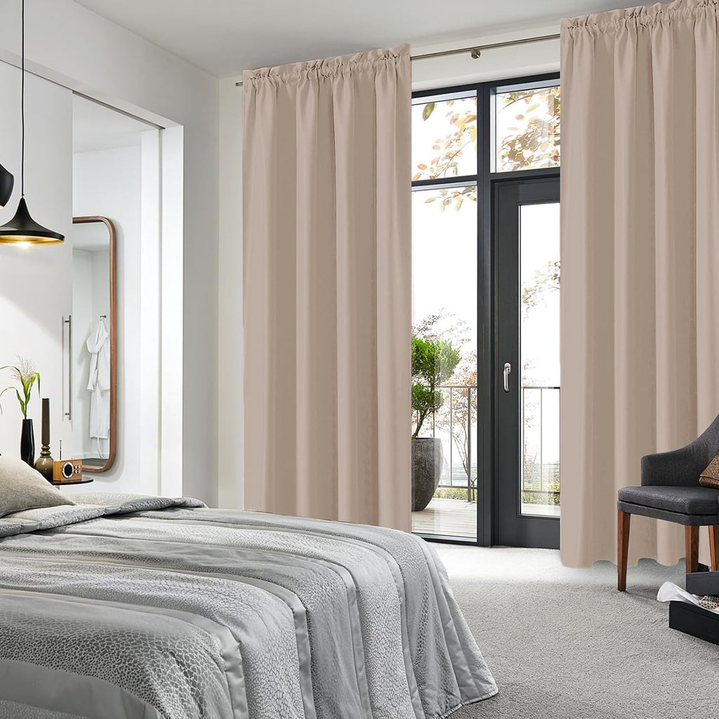 DWCN Blackout Curtains for Living Room Thermal Insulated, Energy Saving & Noise Reducing Bedroom Curtains, Camel, W 52x L 95 Inch, Set of…