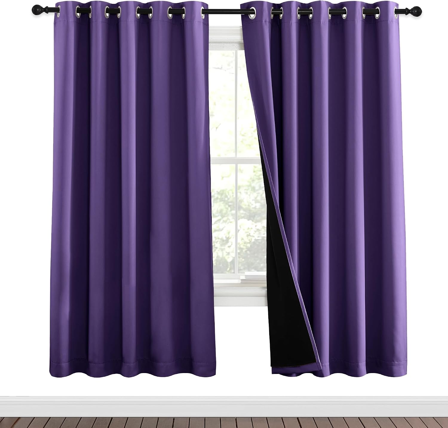 Nicetown Lilac Purple Full Shade Curtain Panels, Pair of Energy Smart & Noise Blocking Out Blackout Drapes for Dining Room Window, Thermal…