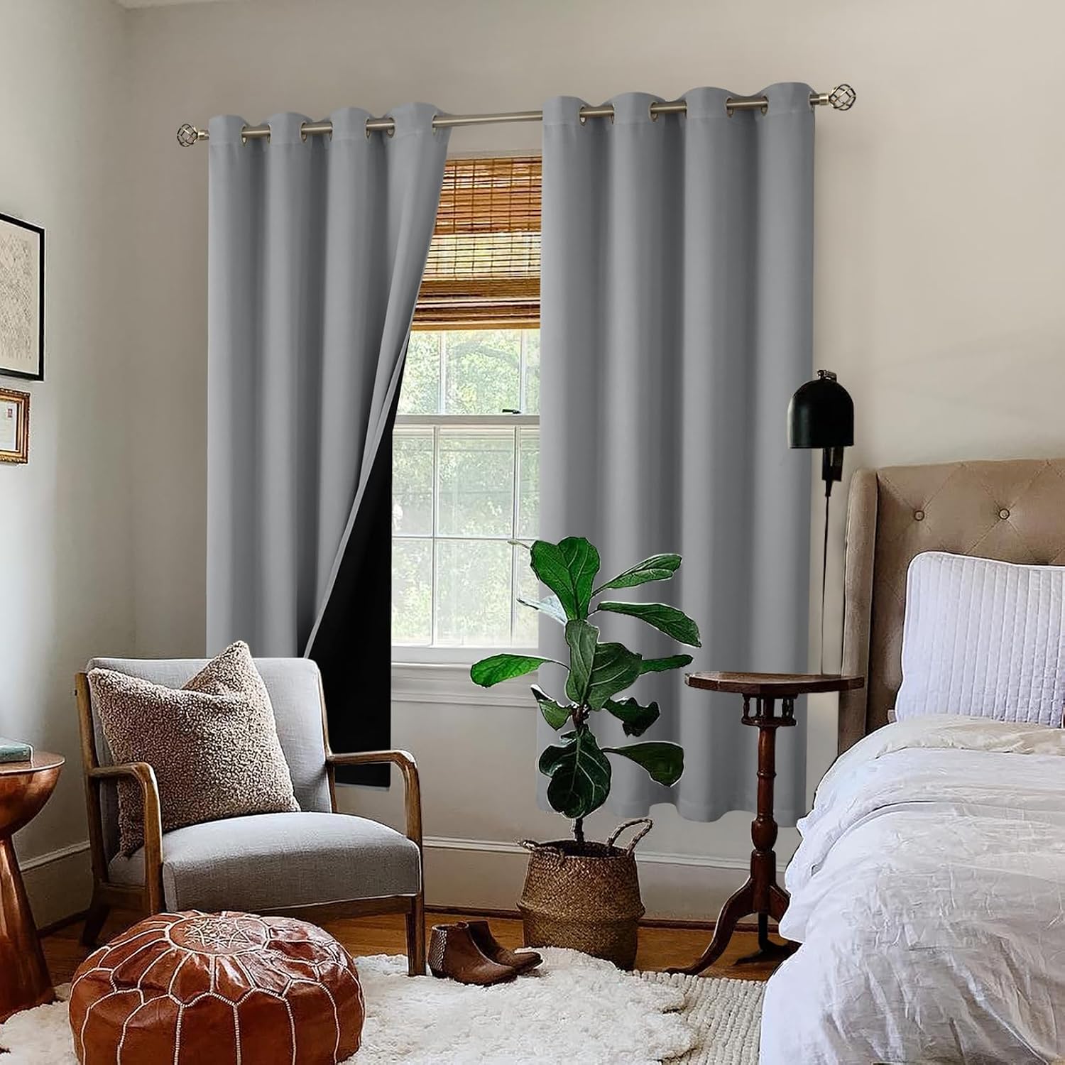 BGment Thermal Insulated 100% Blackout Curtains 72 Inch Length 2 Panels, Total Light Blocking Curtains for Bedroom, Grommet Window Drapes w…
