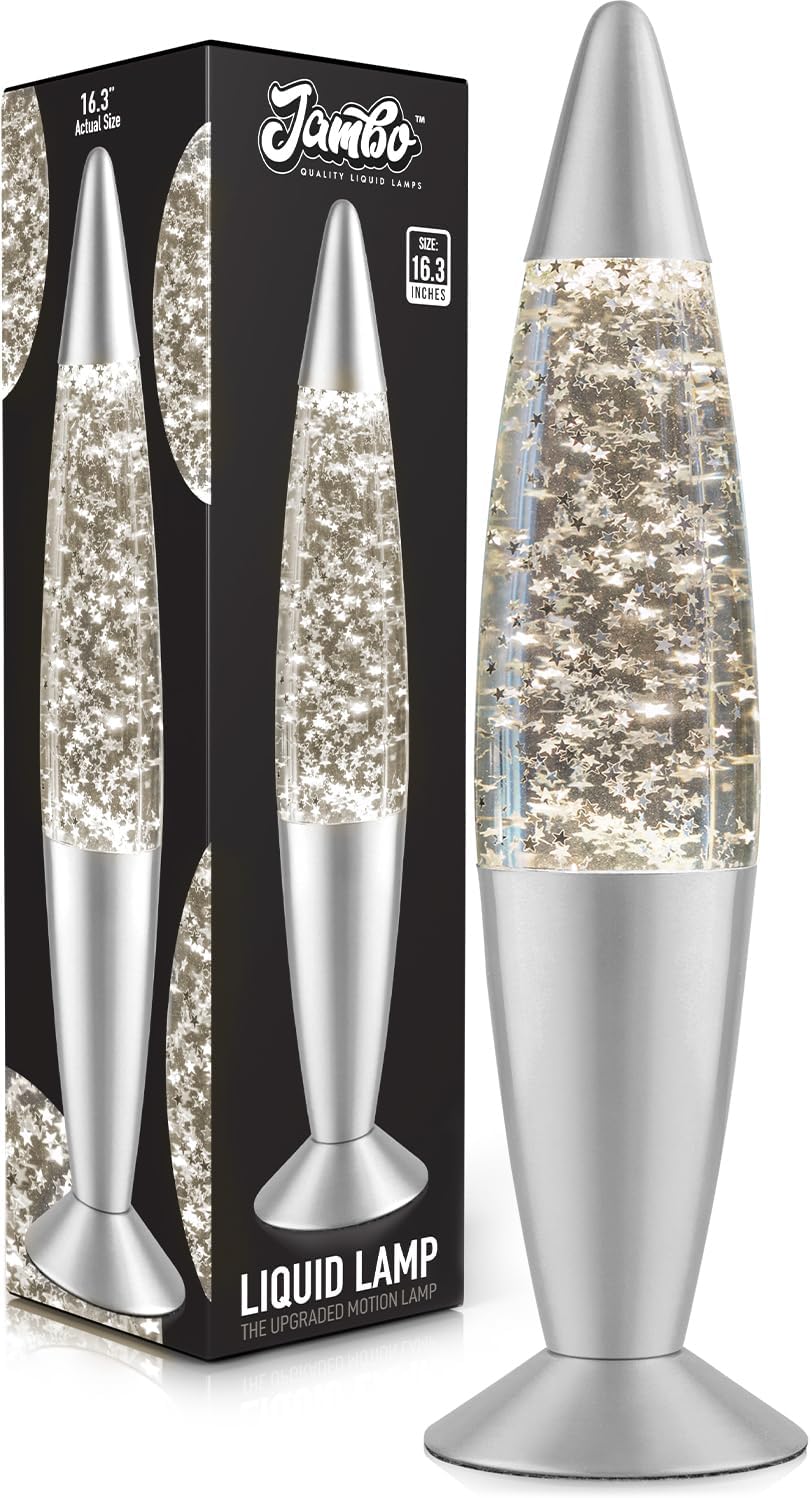 Jambo 16-Inch Silver Star Glitter Lamp I Beautiful Liquid Lamp I Entertaining for Adults and Kids I Perfect Holiday Gift