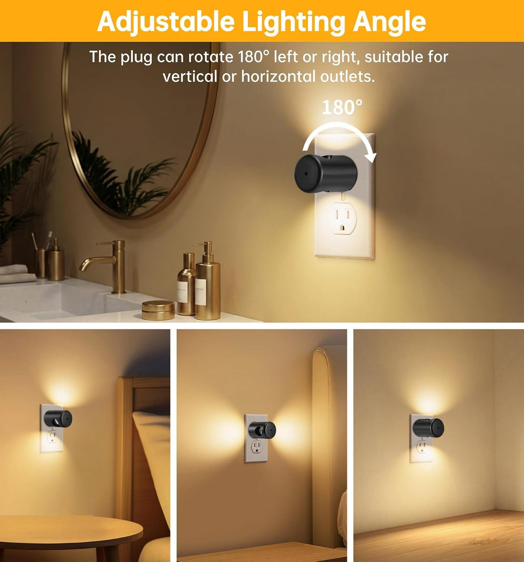 TSEXES 4 Pack LED Motion Sensor Night Light, Night Light Plug into Wall with Dusk to Dawn Sensor,2700K Warm White Nightlight for Bedroom…