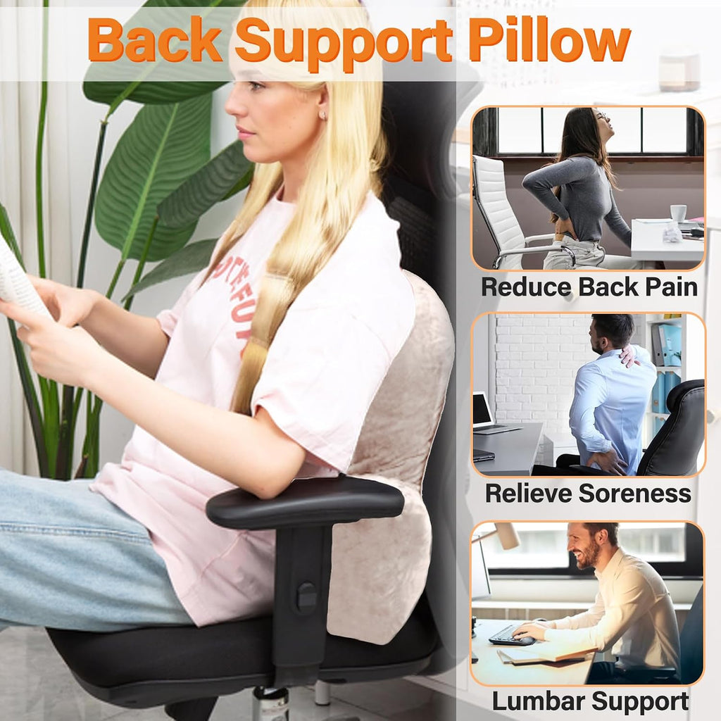 1 MIDDLE ONE Back Pillow for Chair, Memory Foam Lumbar Pillow for Back Support, Back Rest Cushion for Office, Sofa, Couch Sitting…