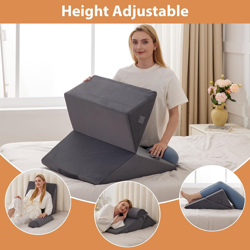 EnjoyaBetterLifeFromHere 3PCS Wedge Pillow for Acid Reflux Relief, Adjustable Wedge Pillow Headboard, Bed Wedges Pillow for Back, Sleeping…