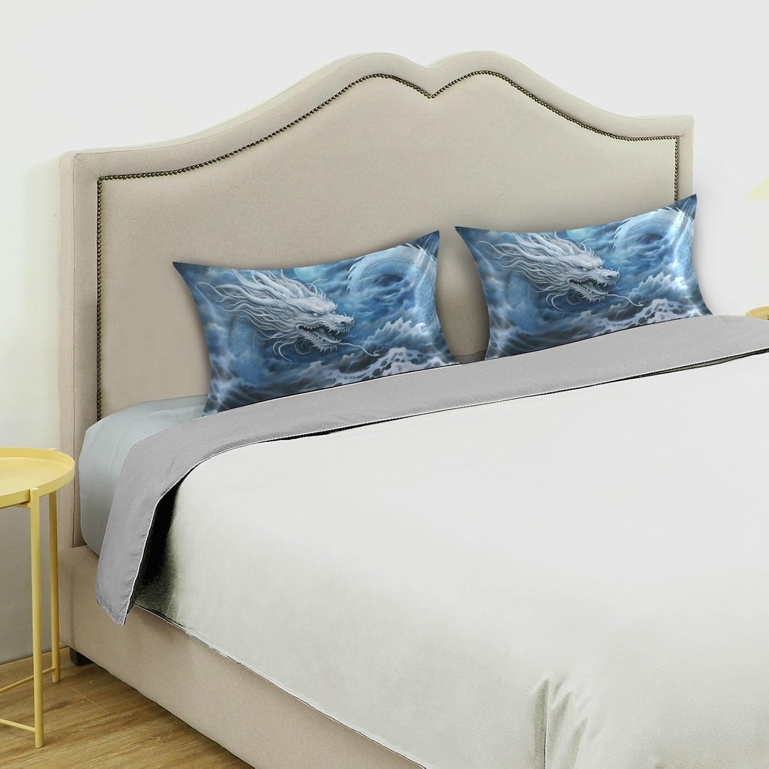 YETTASBIN Dragon Ocean Satin Pillowcase, Soft Breathable Silk Pillow Case with Envelope Closure for Hair and Skin, King Size 40 x 20 Inch