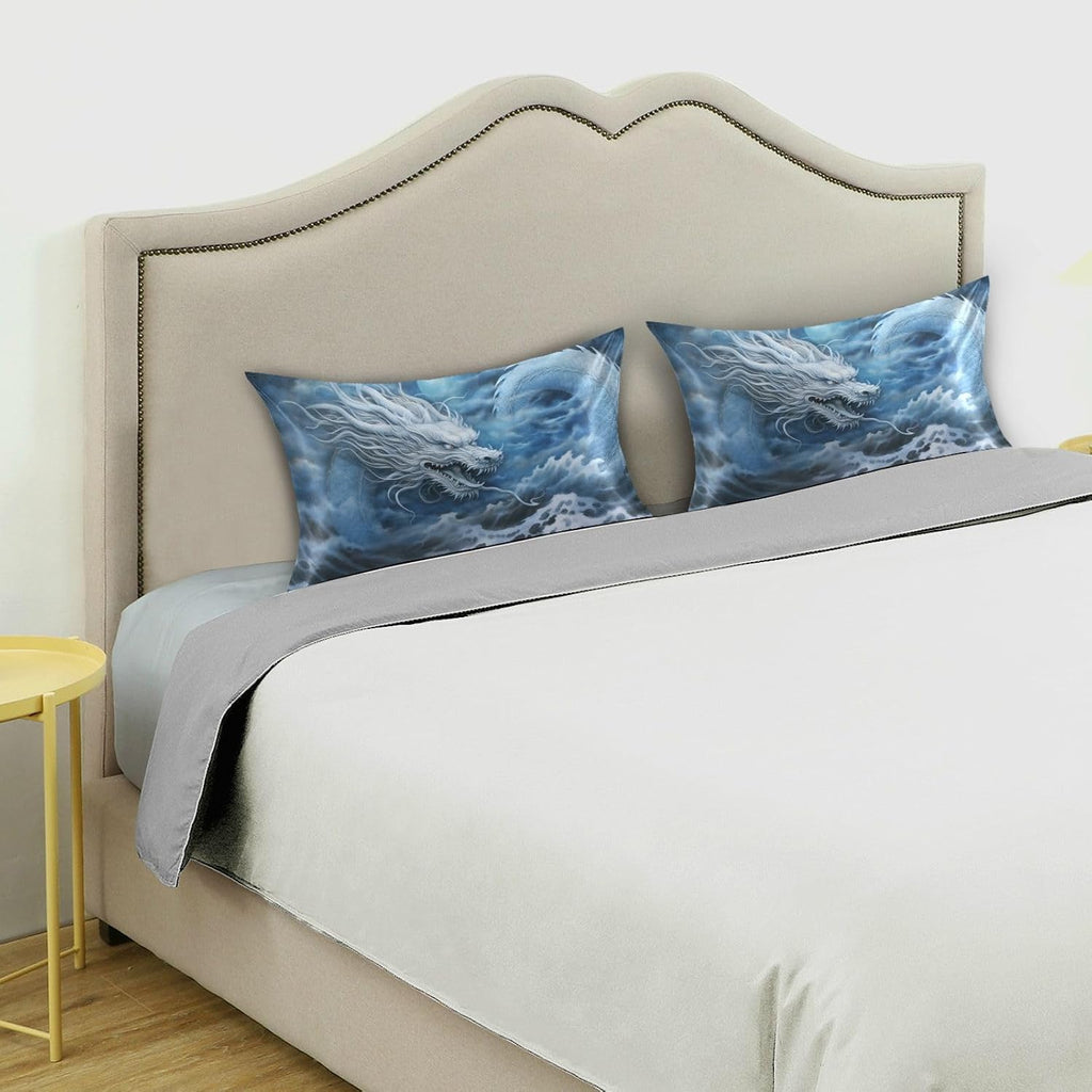 YETTASBIN Dragon Ocean Satin Pillowcase, Soft Breathable Silk Pillow Case with Envelope Closure for Hair and Skin, Standard Size 26 x 20…