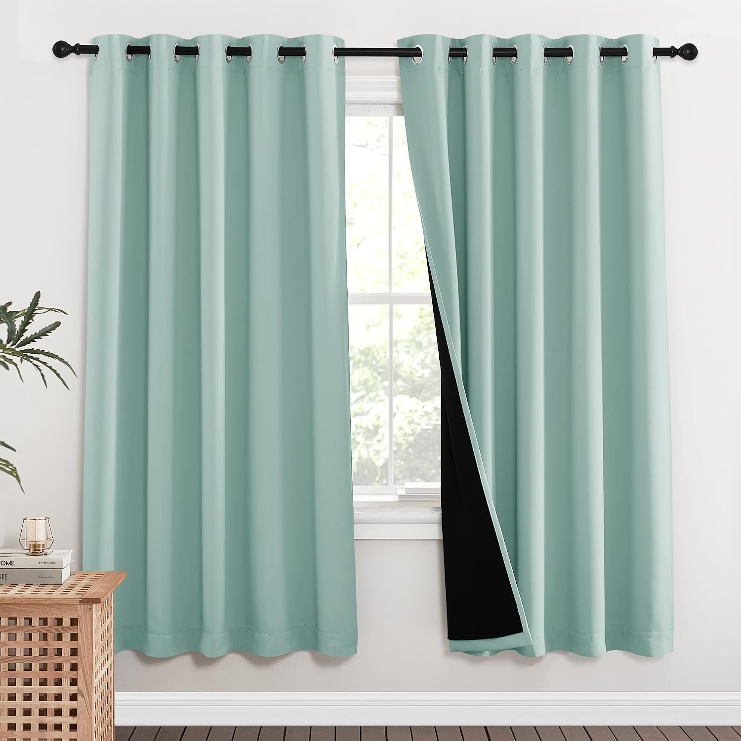 Nicetown 100% Blackout Window Curtain Panels, Full Light Blocking Drapes with Black Liner for Nursery, 72-inch Drop Thermal Insulated Drape…