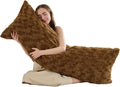 HKMR Fluffy Faux Rabbit Fur Body Pillow, Memory Foam Pregnancy Pillow for Side Sleep Body Pillow,20x54 Long Pillow for Adults-Brown 2…