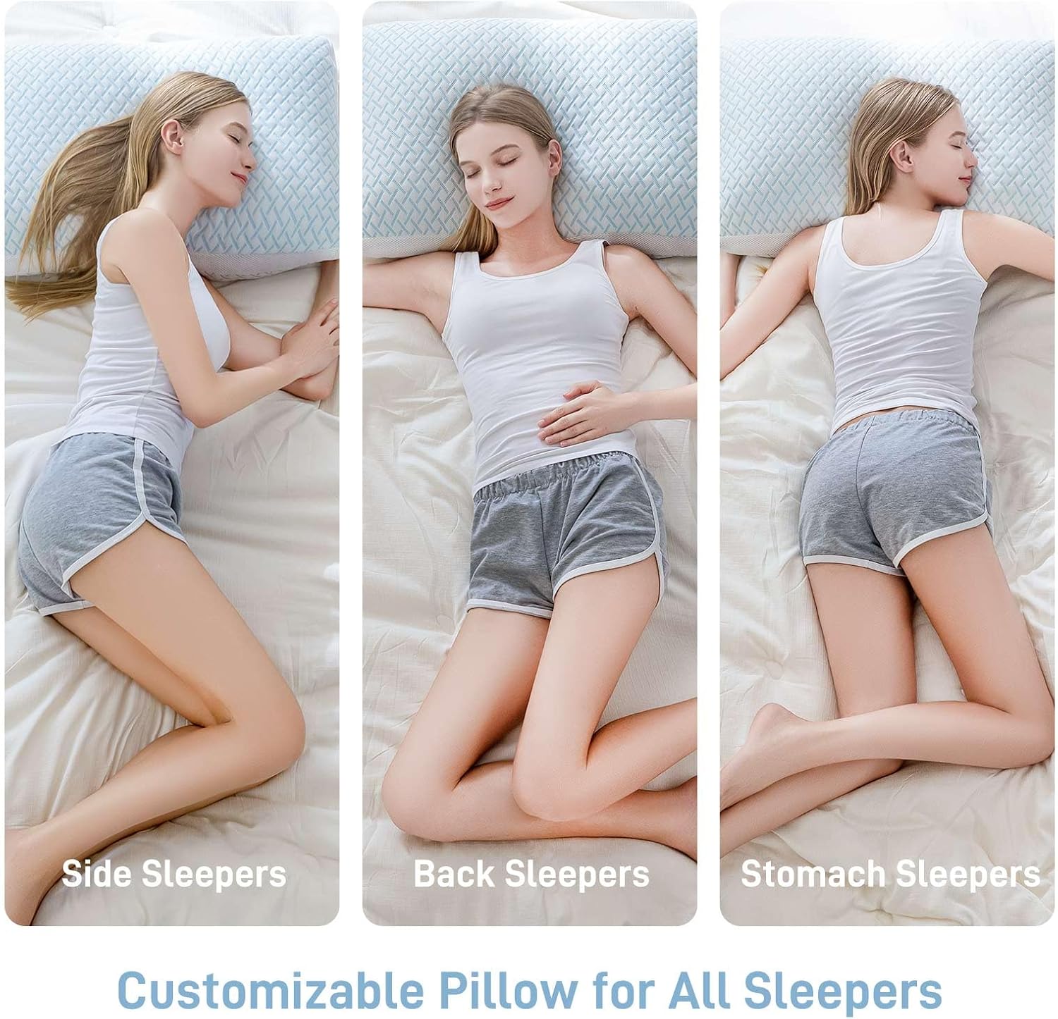 Ankwos Shredded Memory Foam Cooling Soft Bamboo Viscose Pillows Queen Size Set of 2, Adjustable Hypoallergenic Hotel Quality Pillow for…