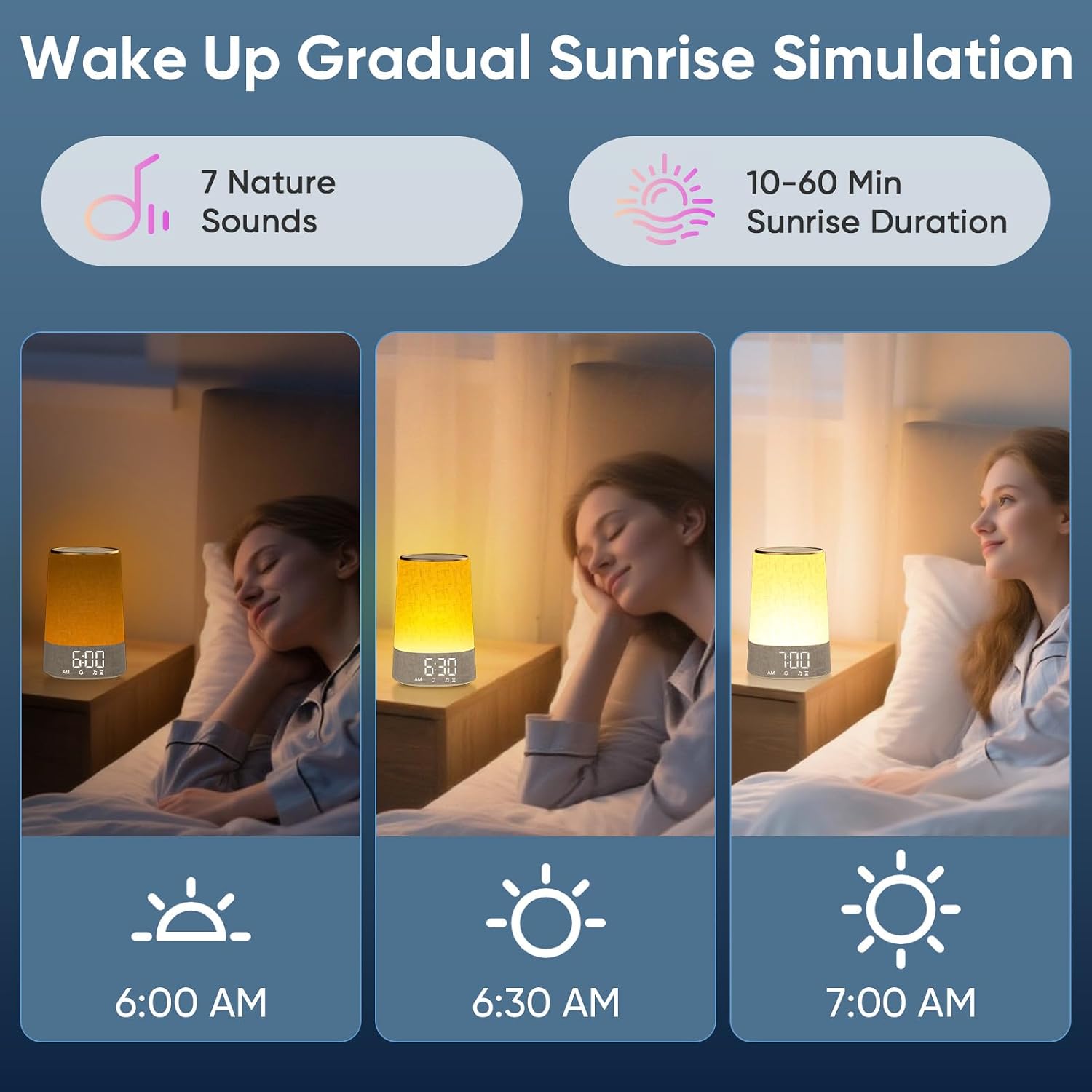 AFEXOA Sunrise Alarm Clock with Wake Up Light, White Noise Machine with 30 Soothing Sounds, Dimmable Display, Night Light for Bedroom…