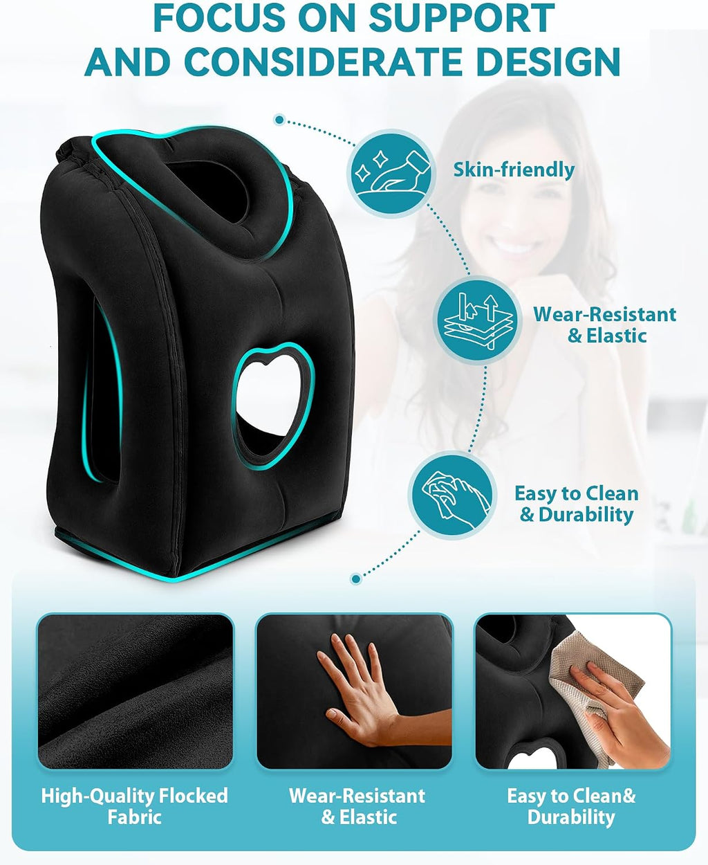 Travel Pillow, Inflatable Airplane Pillow for Sleeping to Avoid Neck and Shoulder Pain, Supports Head and Chin Used for Airplane, Car, Bus…