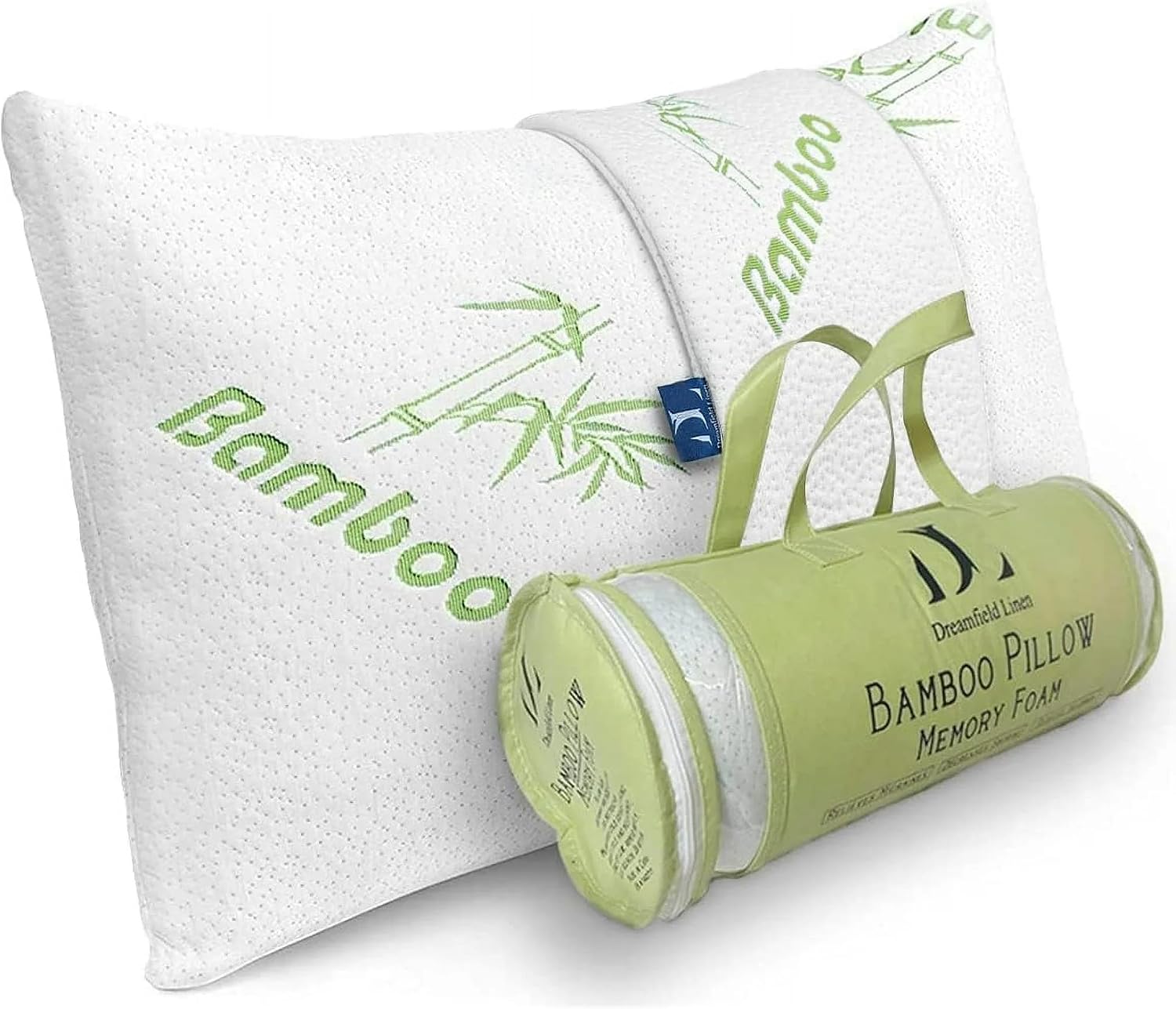 DreamField Linen Memory Foam Bamboo Pillow Queen Size - [Adjustable] for Sleeping - Cool & Breathable Cover with Zipper Rayon Derived…