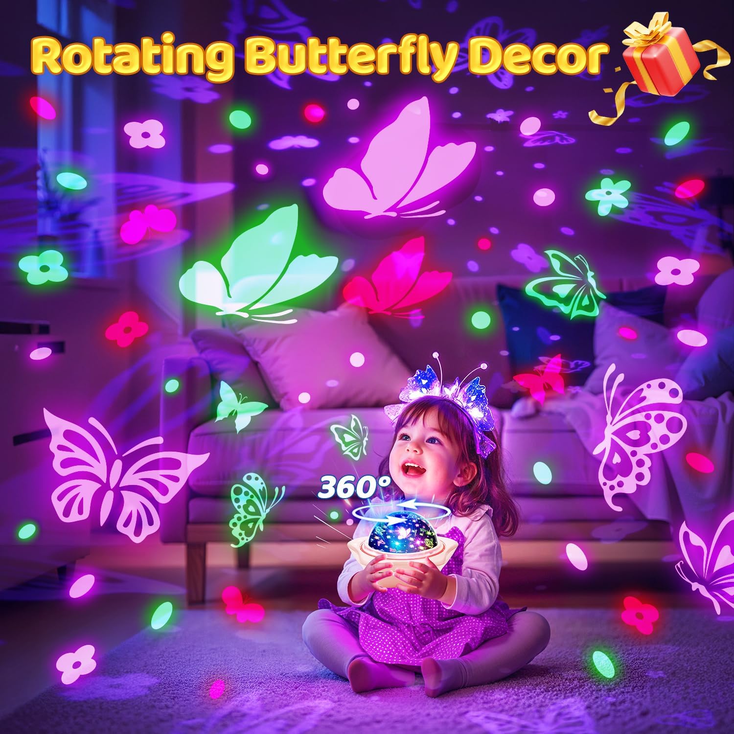 Onefire Girls Toys for Girl Gifts, 6 Films Light Projector Unicorn Toys for Girls Age 4-6, Rechargeable Night Lights for Bedroom, 360°…