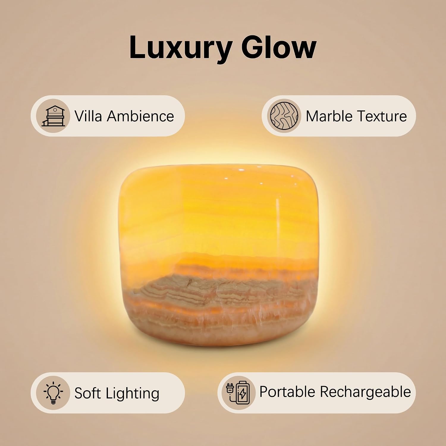 Marmor Marble Lamp Night Light Touch Bedside Table Lamp for Bedroom, Type-C Rechargeable Small Desk Bedside Small Lamps, Eye Caring Dimmable…