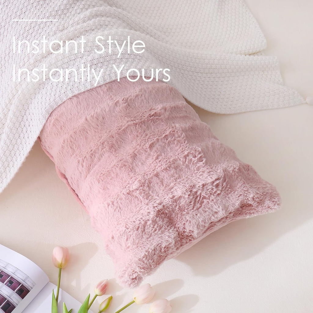 Chumerry Blush Pink Plush Body Pillow Case Fluffy Shaggy Faux Fur Pillow Cover Ultra Soft Warm Rabbit Fur Decorative Body Pillow Cover Long…