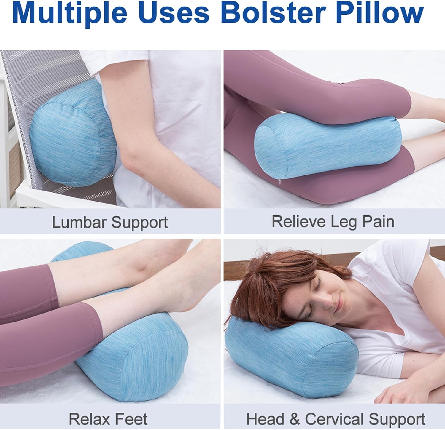 1 MIDDLE ONE Bolster Pillow with Removable Cooling Cover, Round Cylinder Neck Roll Pillow for Head, Back, Leg Support, Decorative Bed and…