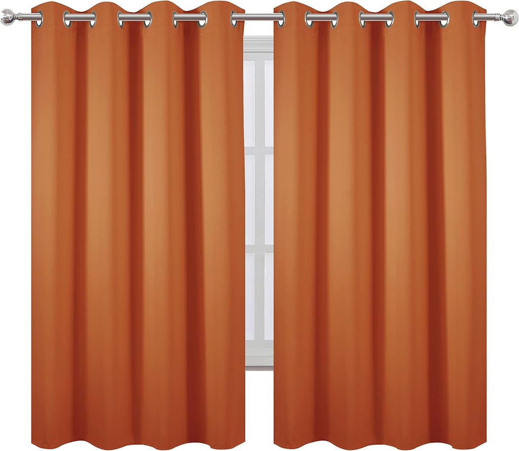 Lemomo Orange Blackout Curtains 66 x 63 Inch Length/Set of 2 Curtain Panels/Thermal Insulated Room Darkening Blackout Curtains for Bedroom…