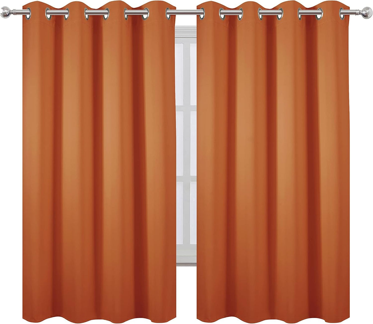 Lemomo Orange Blackout Curtains 52 x 63 Inch Length/Set of 2 Curtain Panels/Thermal Insulated Room Darkening Blackout Curtains for Bedroom…