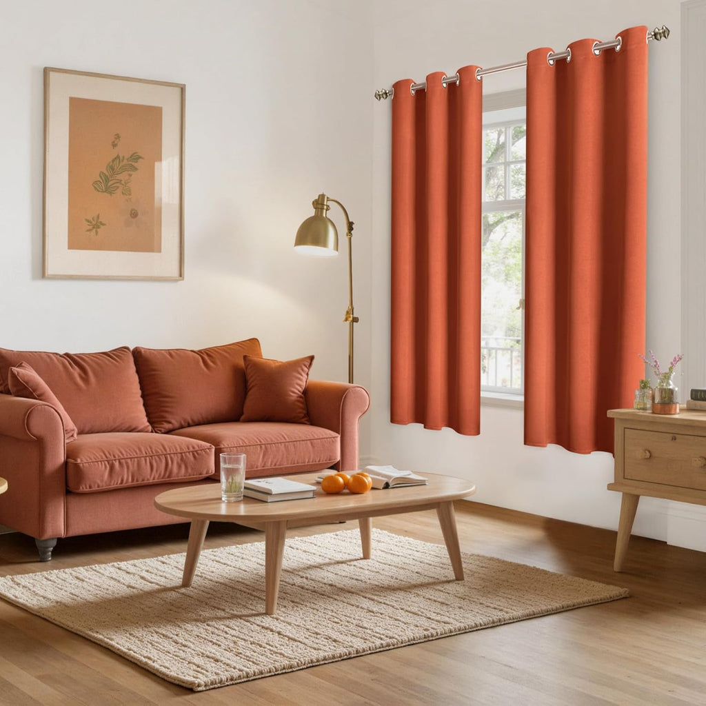 YoungsTex Terracotta Blackout Curtains 63 Inches Length for Bedroom - Burnt Orange Thermal Insulated Drapes with Grommet Room Darkening for…