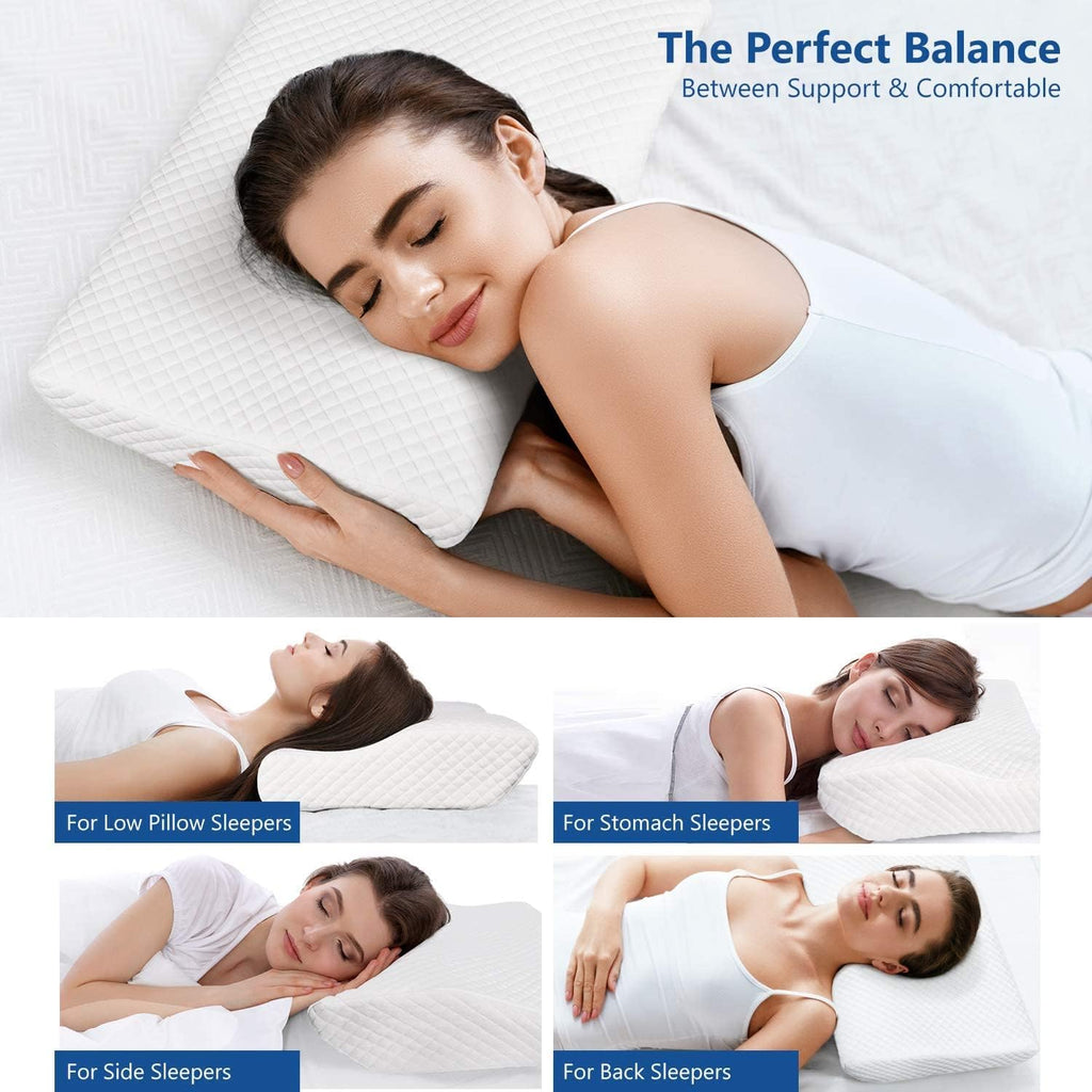 Zamat Memory Foam Pillow for Neck, Adjustable Orthopedic Ergonomic Cervical Pillow for Sleeping with Washable Cover, Bed Pillows for Side,…