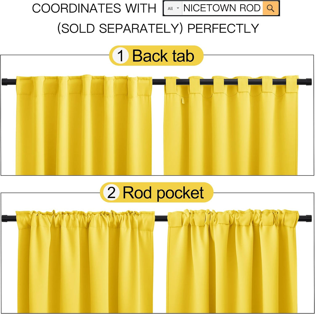 NICETOWN Window Treatment Blackout Curtains and Draperies - (Bright Pink Color) 42x40 inch, 2 Panels, Room Darkening Blackout Panel…