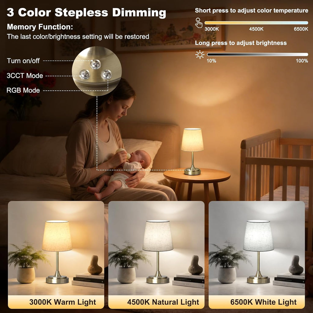 Wowag Small Cordless Table Lamp Rechargeable,5000mAh Battery Operated Desk Lamp,3 Colors & 7 RGB Stepless Dimmable, Touch Ambient Light…