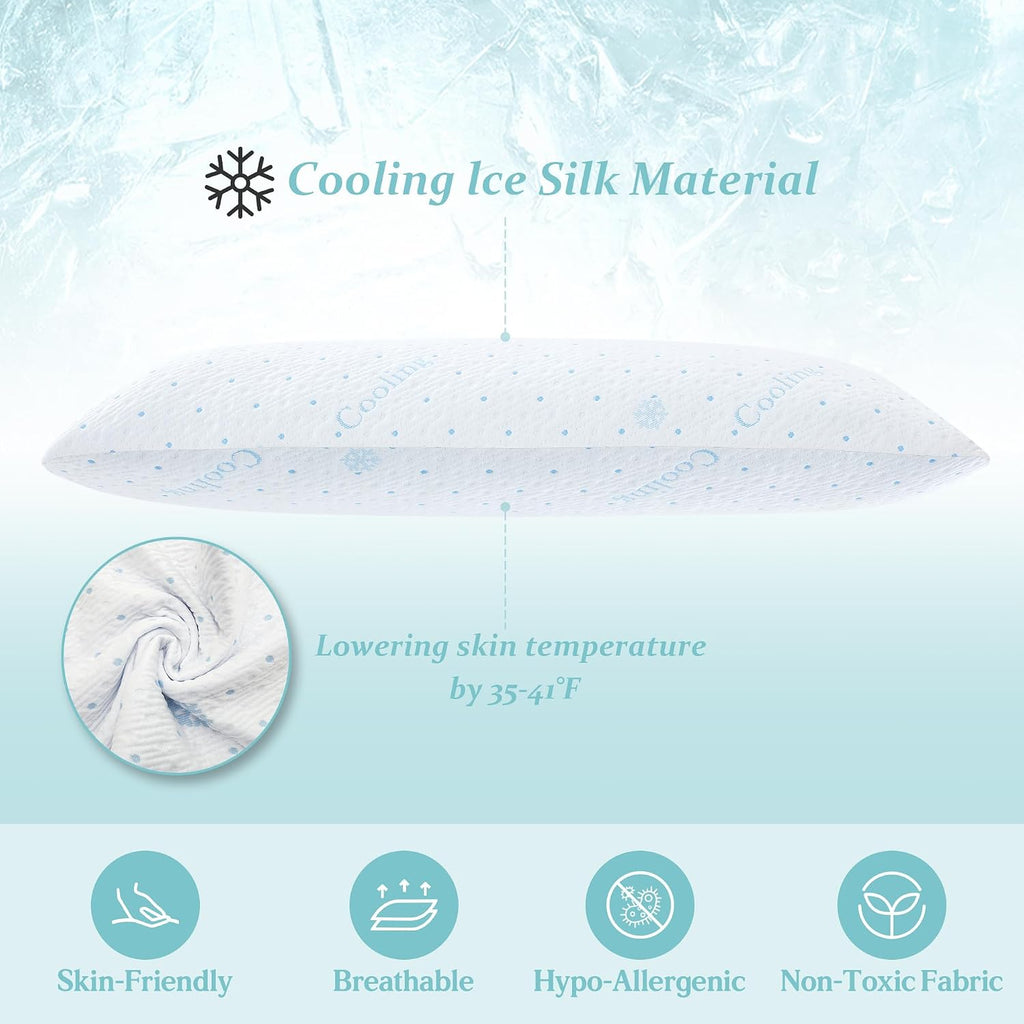Dreamood Cooling Body Pillow Firmer 3200g 100% Shredded Memory Foam Body Pillows for Adults Side Sleeper Pregnancy Full Body Pillow 20x54 i…