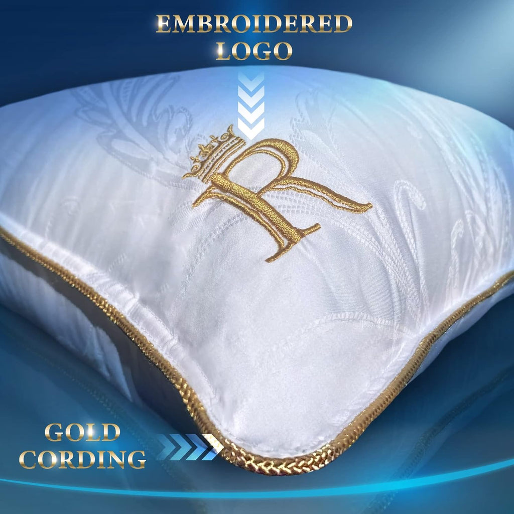 Royaltherapy Royal relaxation Pillows King Size Set of 2, Down Alternative Bed Pillows, Adjustable King Size, Jacquard Cotton, for All…
