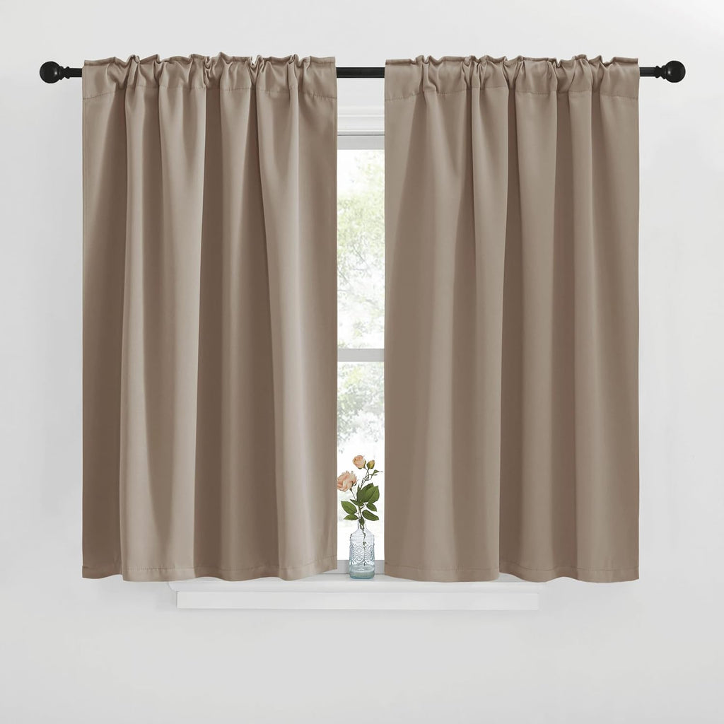 NICETOWN Window Treatment Blackout Curtains and Draperies - (Taupe Color) 42x40 inch, 2 Panels, Room Darkening Blackout Panel Drapes for…