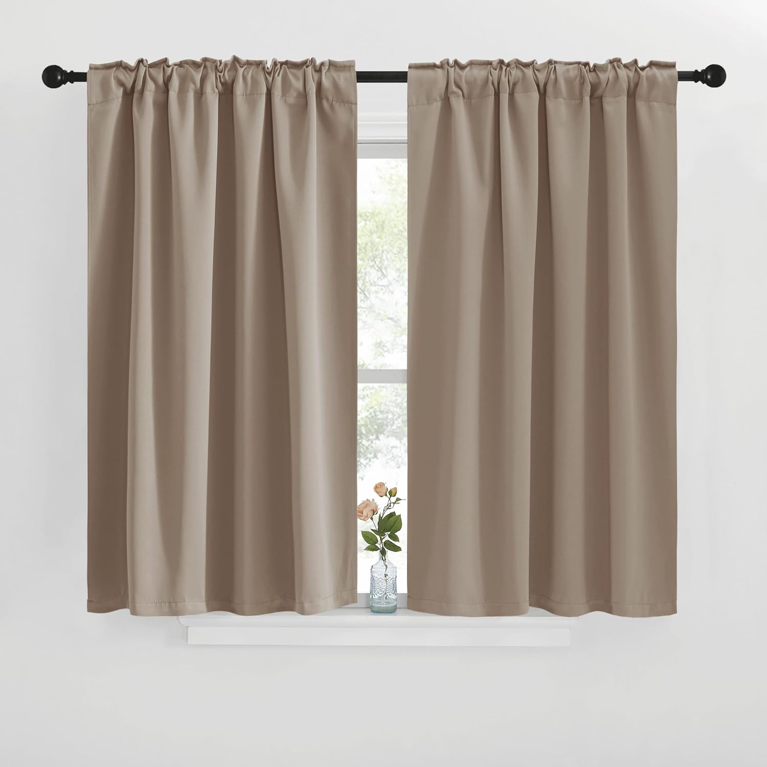 NICETOWN Window Treatment Blackout Curtains and Draperies - (Taupe Color) 42x40 inch, 2 Panels, Room Darkening Blackout Panel Drapes for…