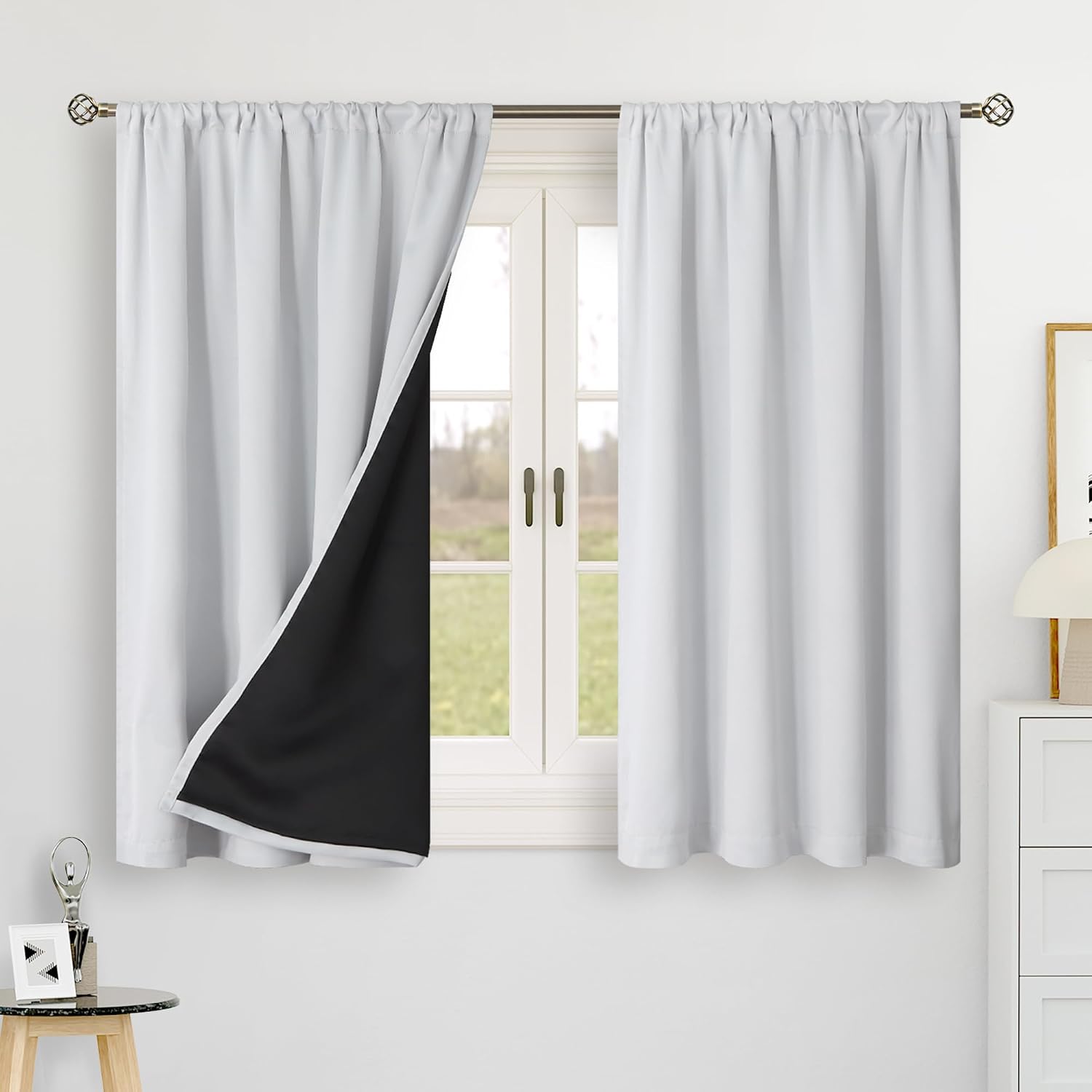 BGment 100% Blackout Curtains 40 Inch Length for Cafe, Rod Pocket and Back Tab Double Layer Thermal Insulated Full Room Darkening Bedroom…