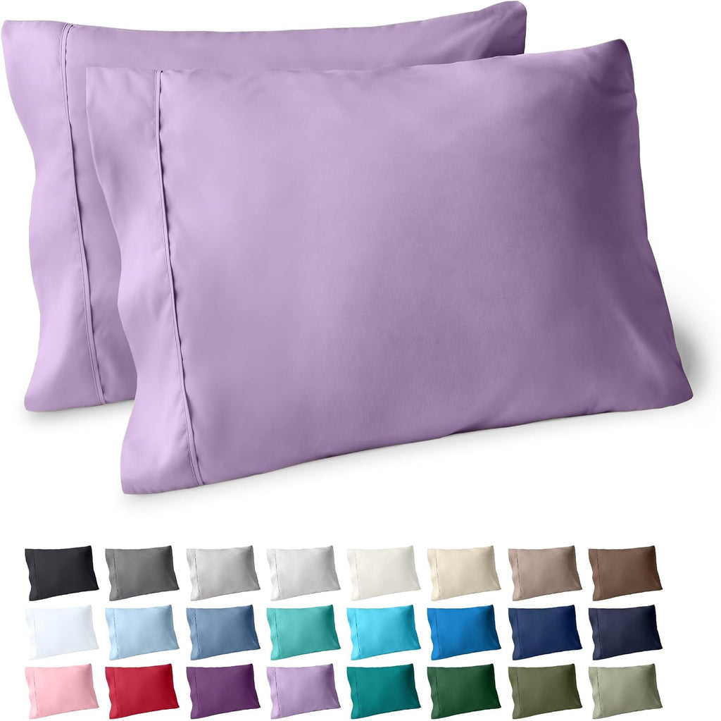 BareHome Bare Home Microfiber Pillow Cases - King Size Set of 2 - Cooling Pillowcases - Double Brushed - Lavender Pillowcases 2 Pack - Easy…