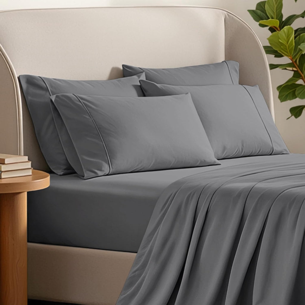 BareHome Bare Home Microfiber Bulk Pillow Cases - King Set of 4 - Cooling Pillowcases - Double Brushed - Light Grey Pillowcases 4 Pack - Ea…