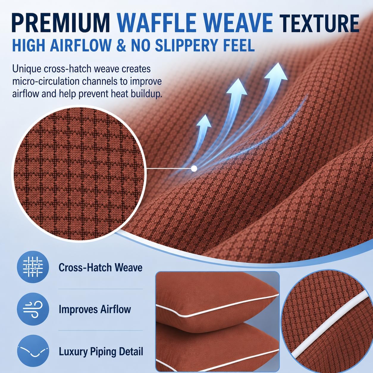 Cieltown Cooling Pillow Cases for Hot-Sleepers: Q-Max ≥0.4 Nylon Spandex Cool-to-Touch for Night Sweats - Waffle Weave for Dry & Com…