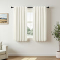 Pitalk Short Curtains for Windows Bathroom Blackout Linen Boho Back Tab Pocket Pleated Dark Out Cafe Curtains for Bedroom Door Doorway 45 I…