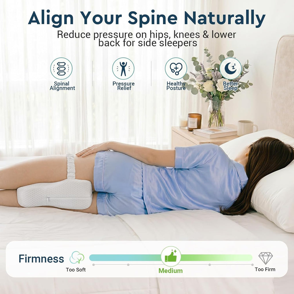 Long Knee Pillow for Side Sleepers with Strap - Large Leg Pillow for Side Sleeping with Full Thigh & Knee Support, Memory Foam Alignment…