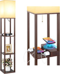 Mlambert Modern Shelf Floor Lamp with Wireless Charger & Fast Charging USB Ports & Type C Port & 2 Power Outlets,3 Tier Storage Lamp for…