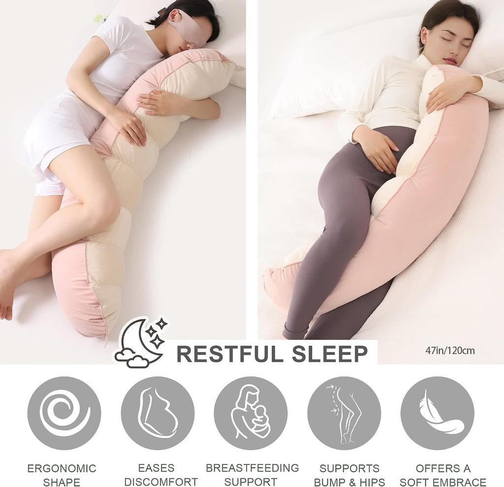 Peallow(Pat. Pend) – Long Round Body Pillow for Adults, Bolster Pillow for Sleeping, Soft and Supportive Pillow for Sleeping & Lumbar…