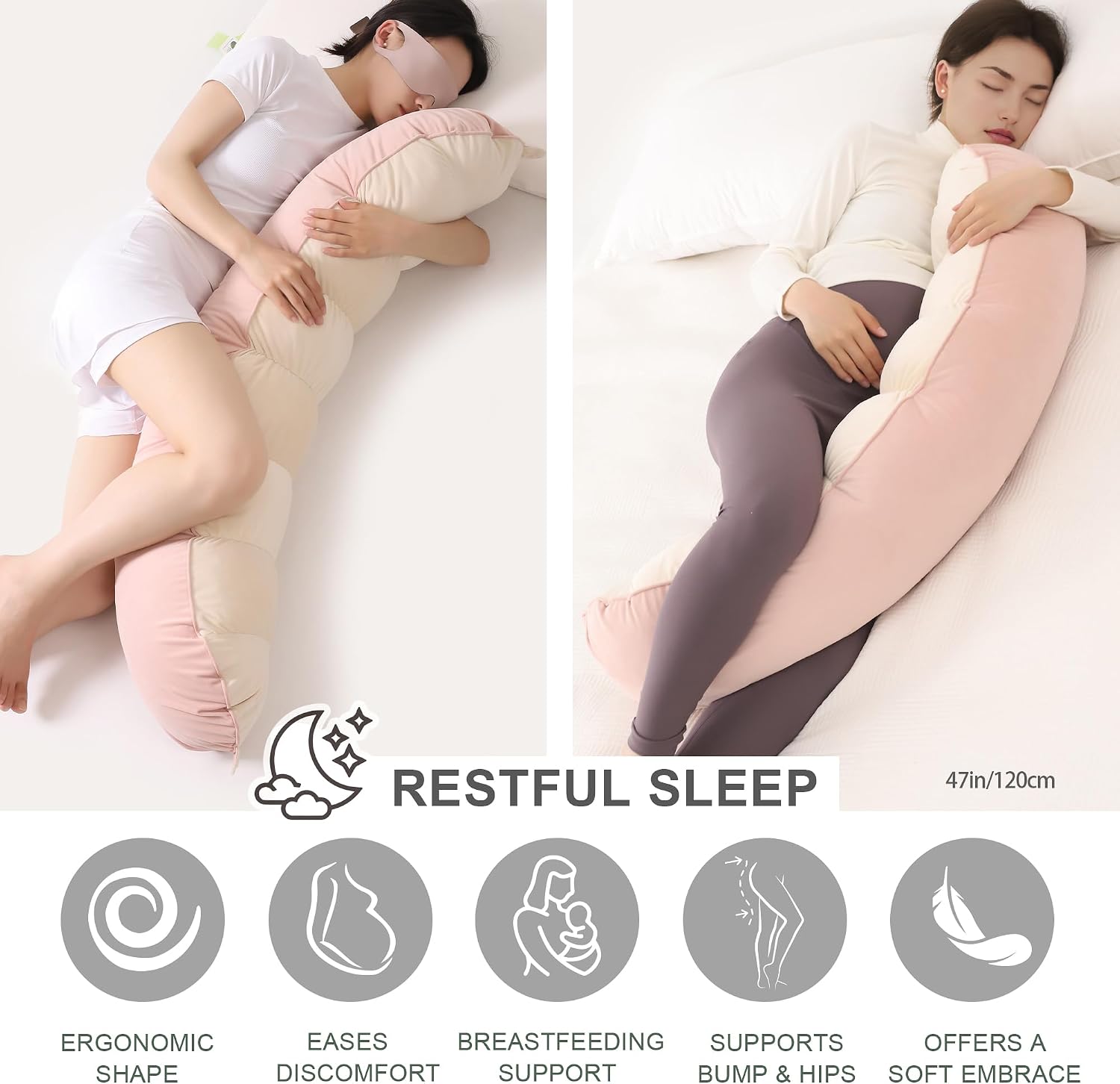 Peallow(Pat. Pend) – Long Round Body Pillow for Adults, Bolster Pillow for Sleeping, Soft and Supportive Pillow for Sleeping & Lumbar…