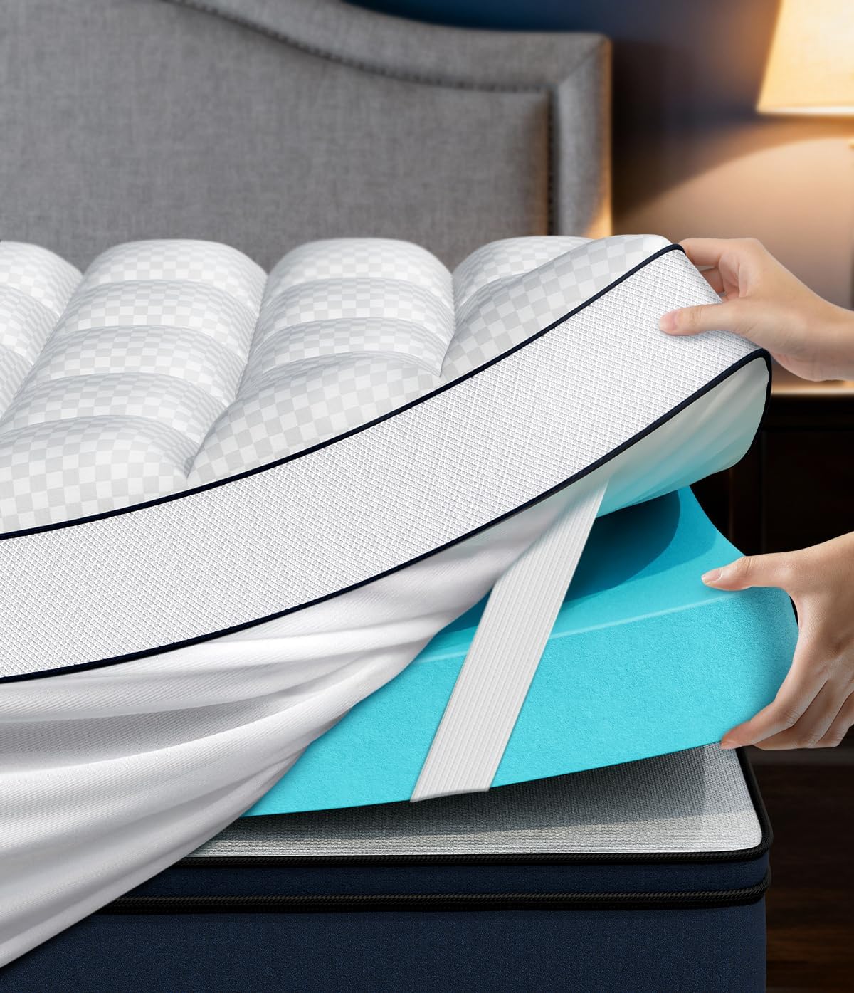 Panyu Dual Layer 4 Inch Memory Foam Mattress Topper Full Size, 2" Cooling Gel Memory Foam & 2" Pillow Top Bed Topper, Medium Firm Mattress…